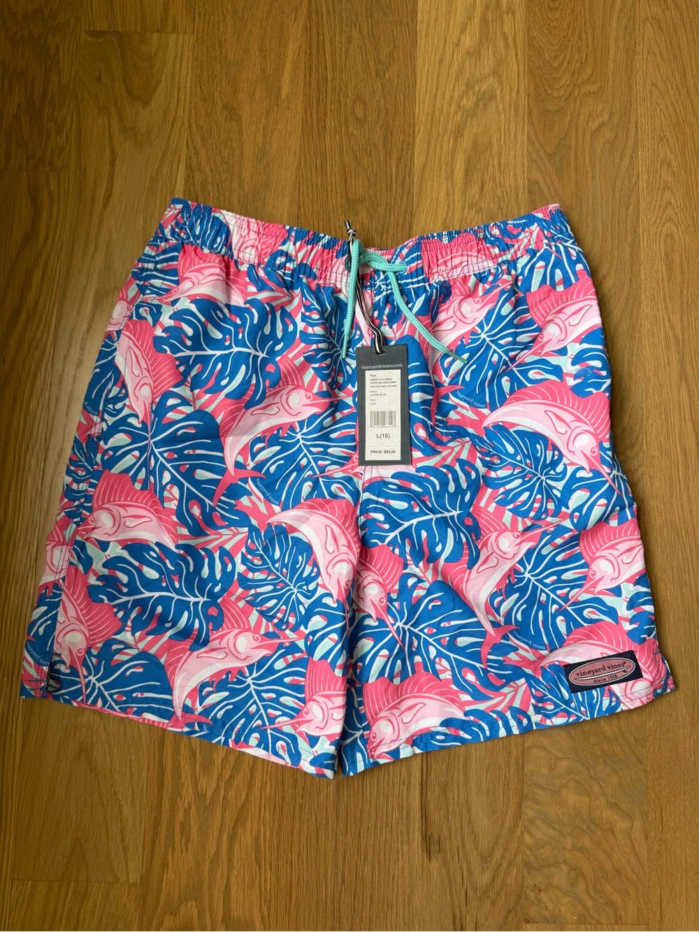 Vineyard Vines Blue & Pink Tropical Fish Swim Shorts